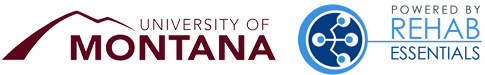 University of Montana powered by Rehab Essentials logos